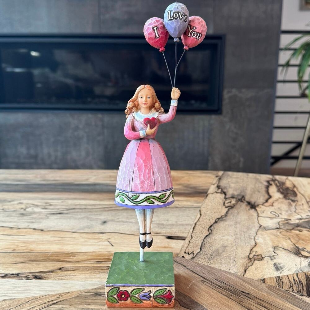 Jim Shore Heartwood Creek I Love You Girl Holding Balloons Figurine 4007237 Rare